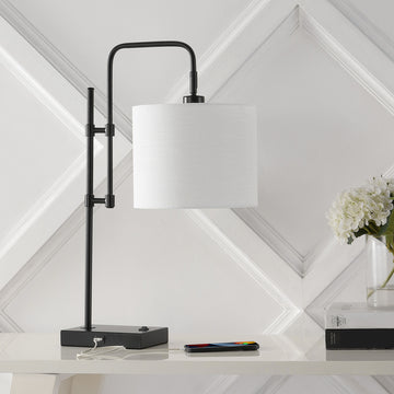 Edris 24.75" Industrial Designer Metal LED Task Lamp with USB Charging Port - JONATHAN Y